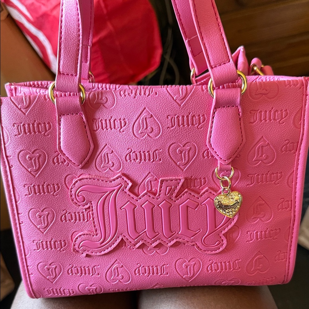 Juicy Couture Pink Embossed Satchel with Gold Charm